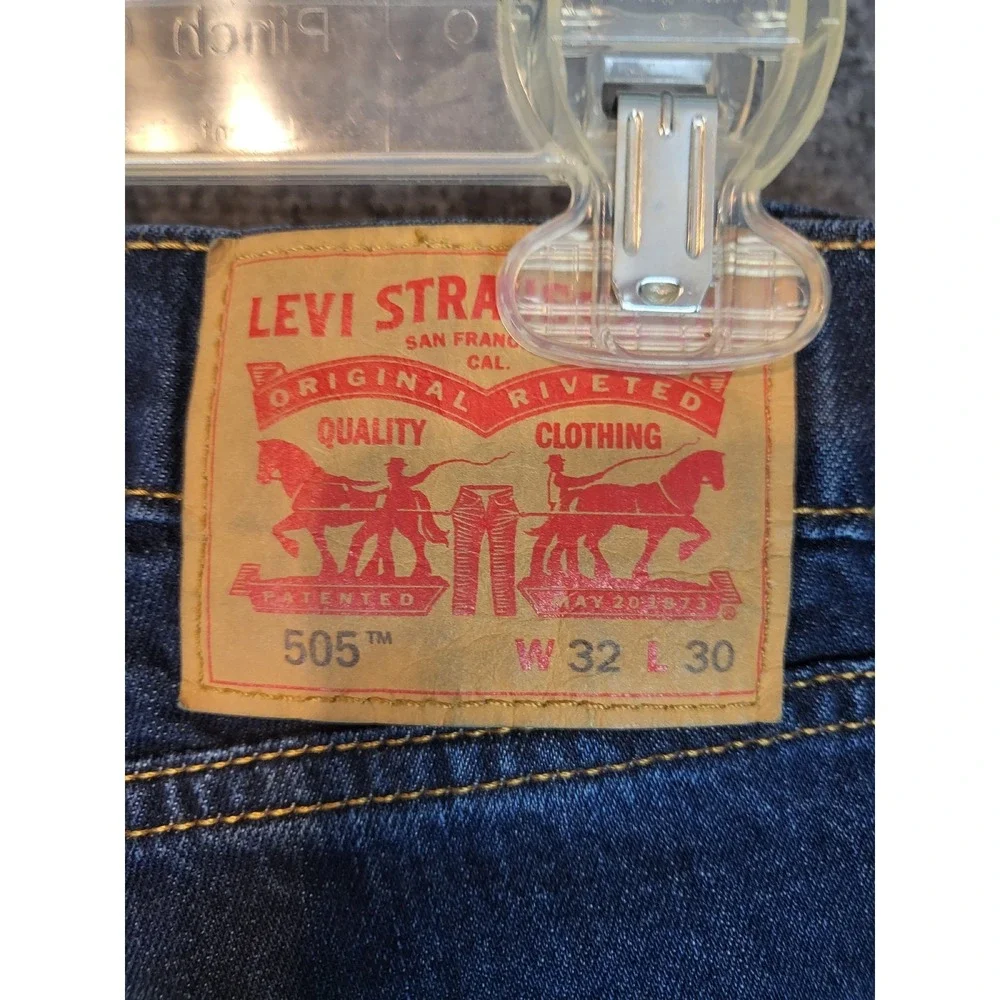Levis 505 Mens Jeans Regular Fit Straight Leg Dark Wash‎ Denim Size W32 L30 Work